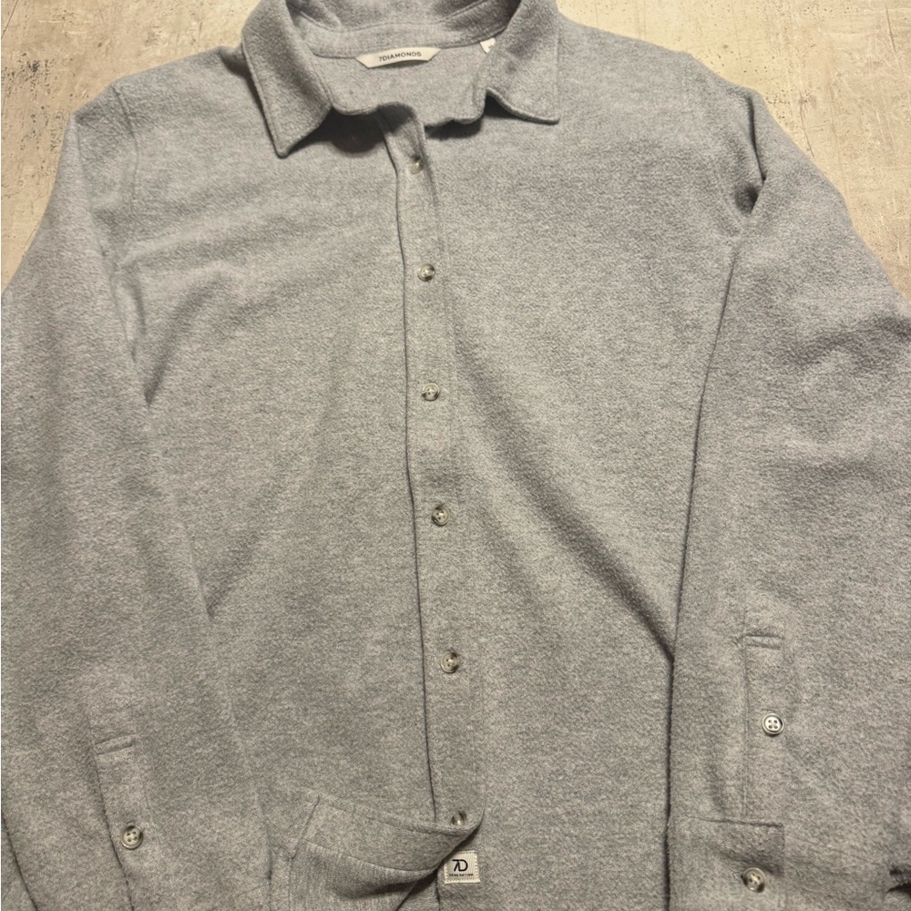 7 Diamonds Light Gray Casual Button Down Shirt